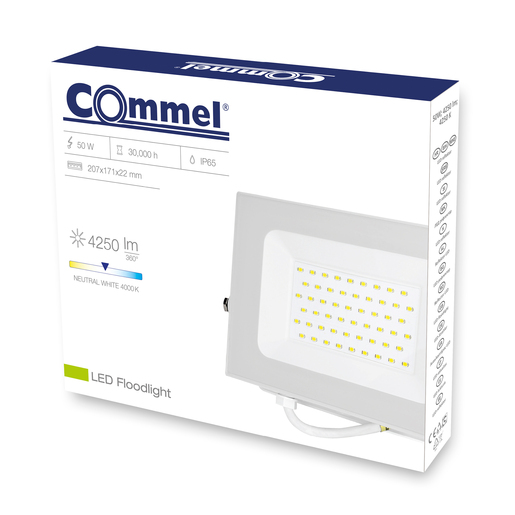COMMEL LED reflektor 50W, 4000K, 4250lm, IP65, bijeli