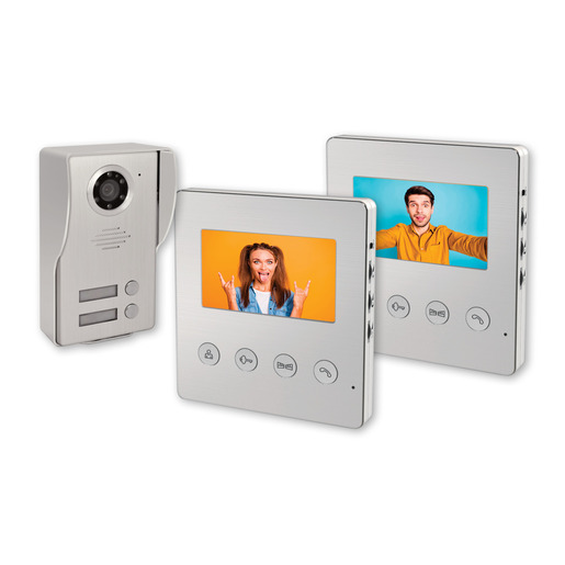 COMMEL video portafon u boji za 2 stana, 16 melodija zvona, otključavanje dvojih vrata, IP44 vanjska kamera, noćno snimanje, handsfree komunikacija