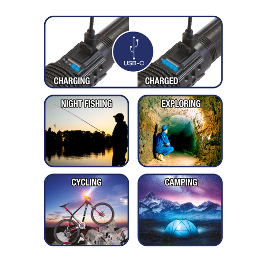 COMMEL LED ručna svjetiljka, 5 razina osvjetljenja, 5W, 600lm, 41x163mm, 1200mAh