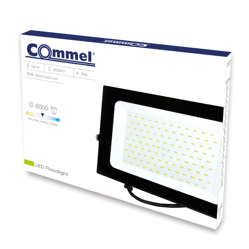 COMMEL LED reflektor 100W, 4000K, 8500lm, IP65, crni
