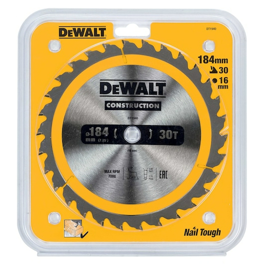 DEWALT list kružne pile, za drvo, 184x16mm 30Z - DT1940-QZ