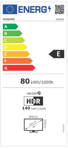 Hisense 65" LED TV 65A6N, 4K UHD, VIDAA Smart TV, Dolby Vision, Direct Full Array