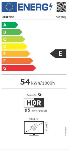 Hisense 50" QLED TV 50E7NQ, 4K UHD, VIDAA Smart TV, Quantum Dot Colour