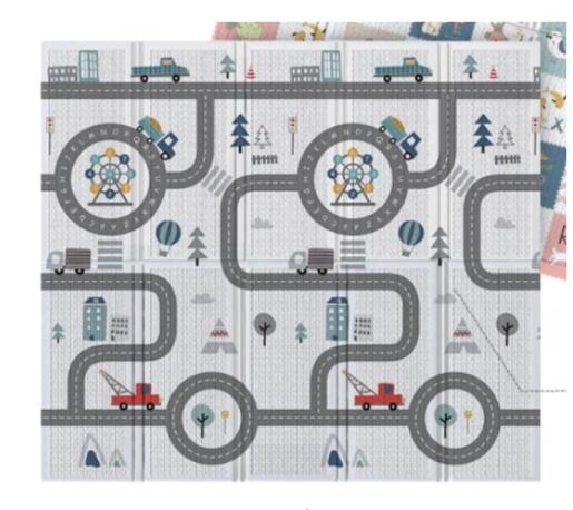 Dvostrana podloga za igru, ulica/šuma, 180x200 cm