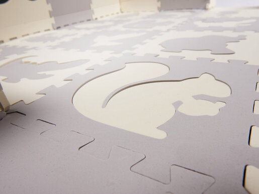 Podloga za igru s ogradom, bež, 36 elemenata