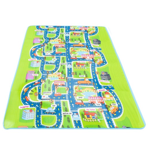 Pjenasta edukativna podloga za igru, gradske ulice, 200x160 cm