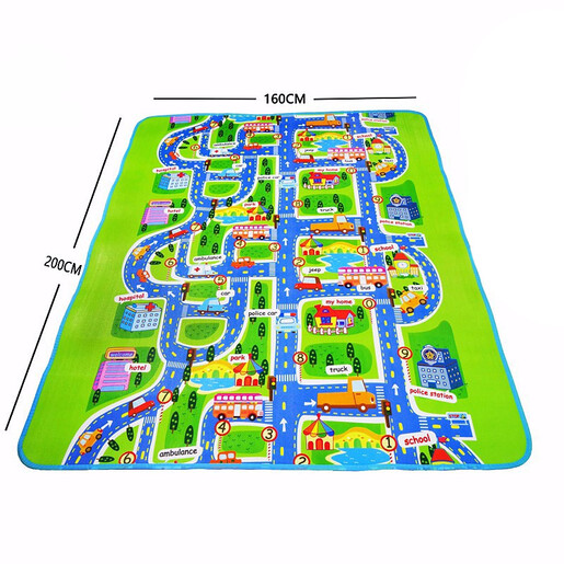 Pjenasta edukativna podloga za igru, gradske ulice, 200x160 cm