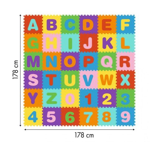 Velika podloga za igranje, slova i brojevi, 36 komada