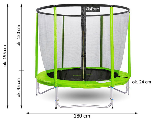 Skyflyer trampolin Ring 2u1 sa zaštitnom mrežom, 180 cm, zeleni