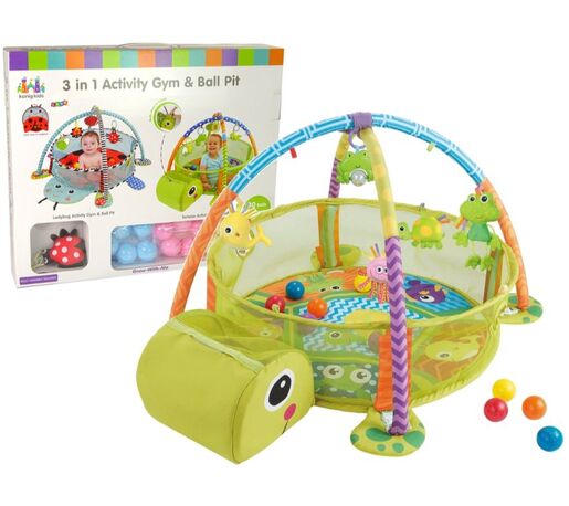 Velika podloga za igranje za bebe Kornjača 3u1, 30 loptica