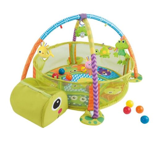 Velika podloga za igranje za bebe Kornjača 3u1, 30 loptica