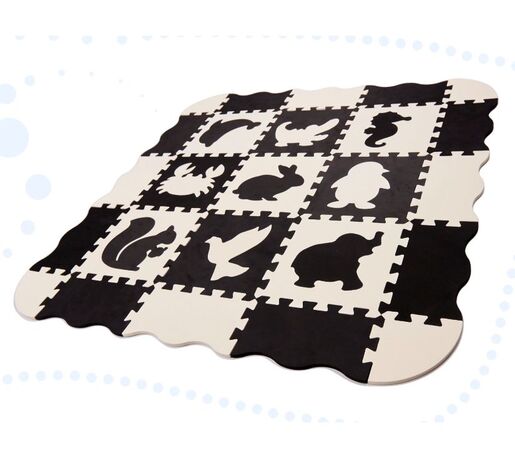 Podloga za igranje s ogradom, crno/bijela, 25 komada, 1 cm