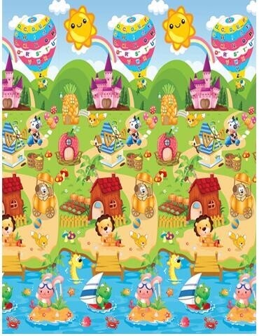 Dvostrana edukacijska podloga za igru, farma/ABC, 180x120 cm