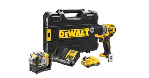 DEWALT aku set DCK212D2T 12V, bušilica odvijač DCD701 + laserski nivelir DCE089, 2x2.0Ah