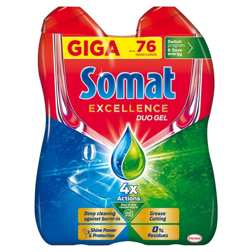 Somat Excellence Duo Gel, 76 pranja, 2x684ml