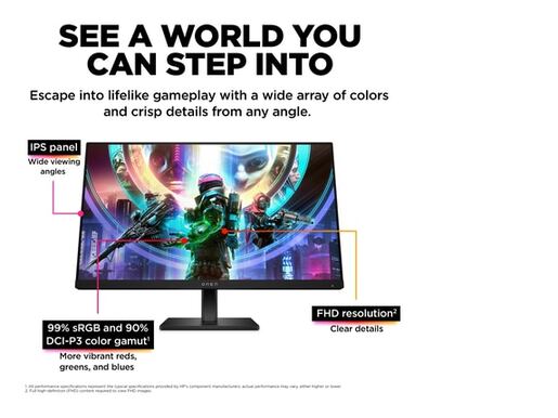 HP OMEN 24, 780D9AA, 23.8" FHD IPS, 165Hz, 1ms, 2x HDMI, DisplayPort, monitor