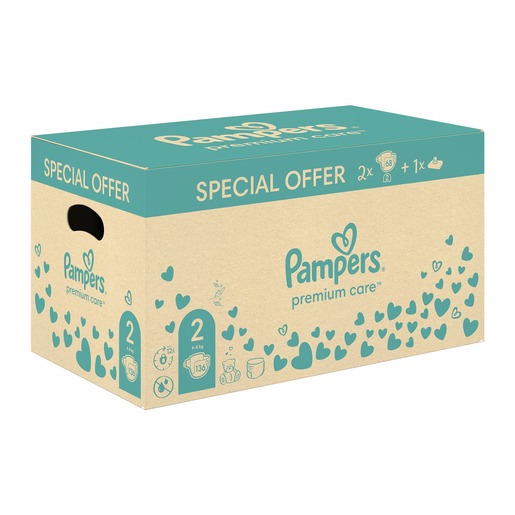 Pampers Premium Care pelene, vel. 2 (4-8 kg), 136 kom + vlažne maramice, 48 kom