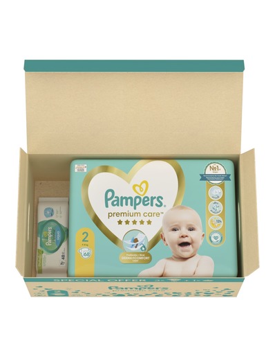 Pampers Premium Care pelene, vel. 2 (4-8 kg), 136 kom + vlažne maramice, 48 kom