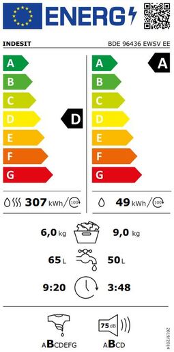 Indesit perilica sušilica BDE 96436 EWSV EE