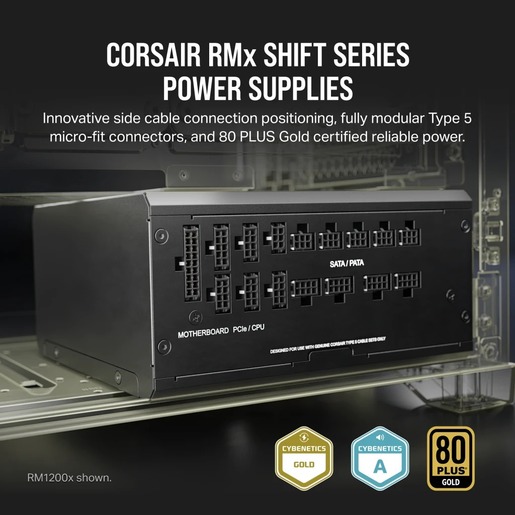 Napajanje Corsair RM1000x Shift 1000W Plus Gold, modularno, ATX 3.0
