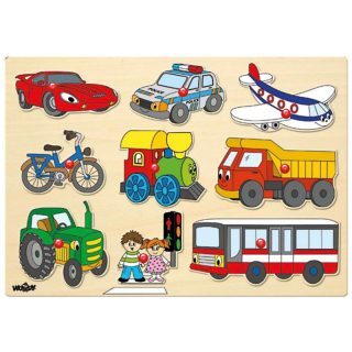 Woodlyland drvene puzzle - Prijevozna sredstva, 30X21 cm