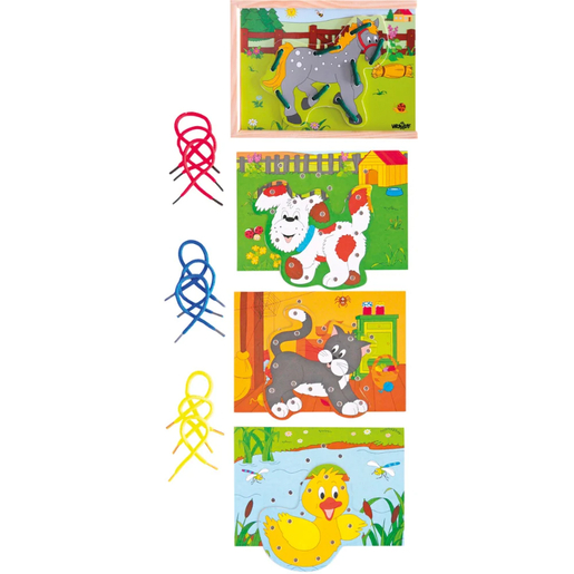 Woodyland drvena igračka - Vezalica životinje, 19x13,5 cm