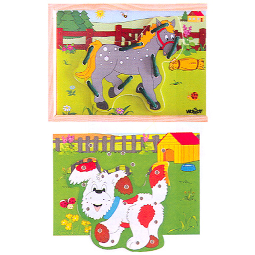 Woodyland drvena igračka - Vezalica životinje, 19x13,5 cm