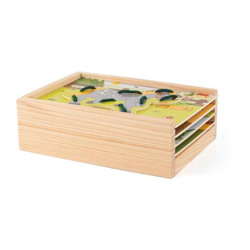 Woodyland drvena igračka - Vezalica životinje, 19x13,5 cm