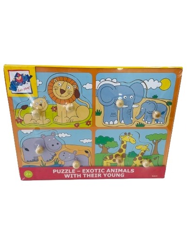 Woodyland drvene puzzle sa ručkom - Safari životinje, 29,5X22 cm