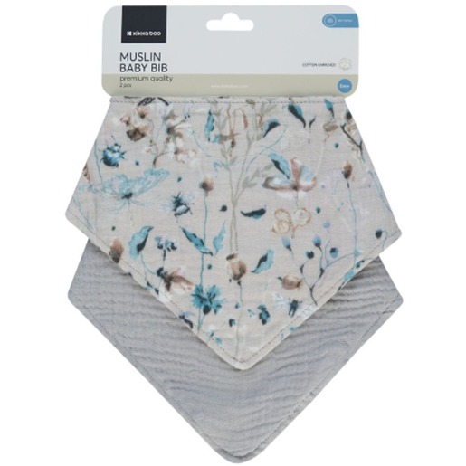 Kikka Boo muslin podbradak Dreamy Fields, 2 kom, sivi