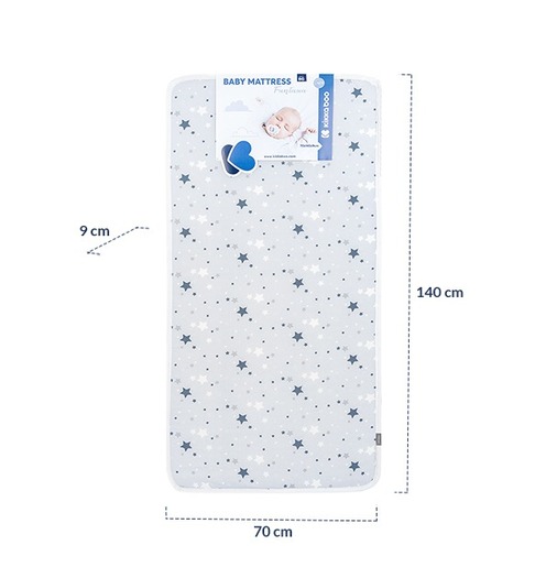 Kikka Boo madrac Fantasia Stars, 140 x 70 x 9 cm, sivi