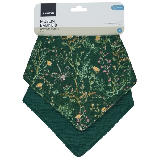 Kikka Boo muslin podbradak Secret Garden, 2 kom, zeleni