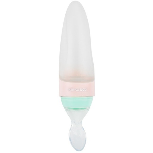 Kikka Boo silikonska bočica za hranjenje s žličicom, 90ml, roza