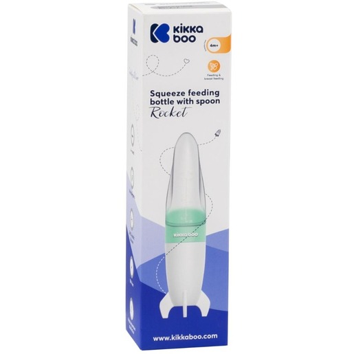 Kikka Boo silikonska bočica za hranjenje s žličicom, 90ml, mint zelena