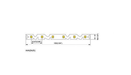 X-LIGHT LED traka S-type SMD2835 60 LED/m, 12W/m 24V topla bijela IP-20 3000K, 1m
