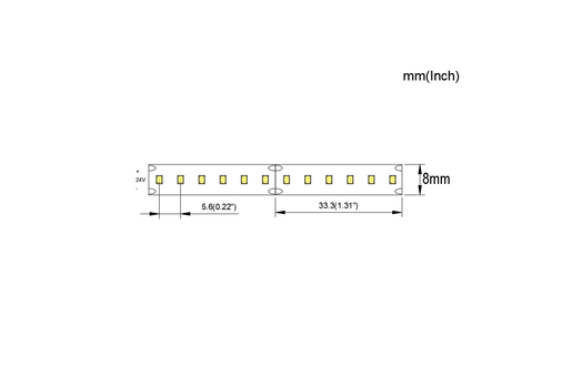 X-LIGHT LED traka SMD2216 180 LED/m, 12W/m 24V topla bijela IP-20 3000K, 1m
