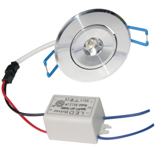 X-LIGHT ugradbena LED lampa, 1x1W, hladna bijela 6000K, siva