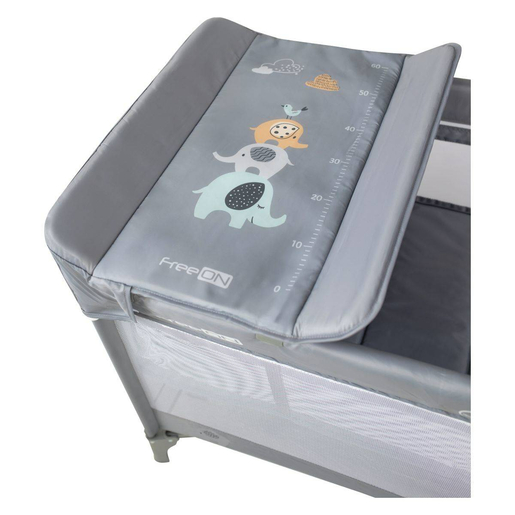 FreeON prijenosni krevetić Elephants s dvostrukim dnom, sivi
