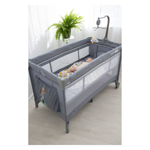 FreeON prijenosni krevetić Elephants s dvostrukim dnom, sivi