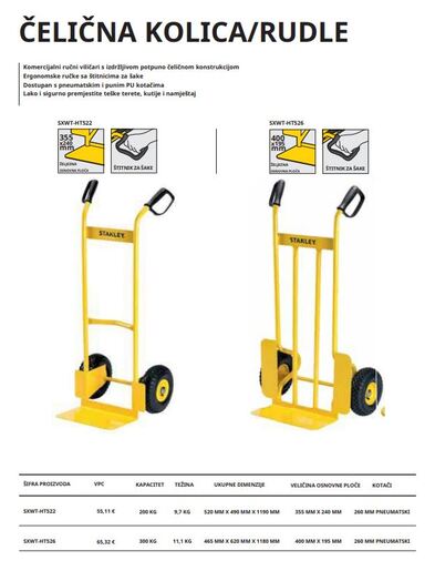 STANLEY čelična transportna kolica SXWT-HT522, 200 kg