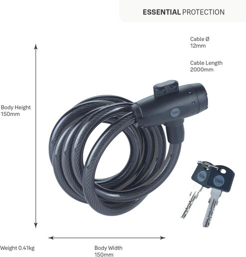 YALE brava za bicikl - osnovna, kabelska, na ključ