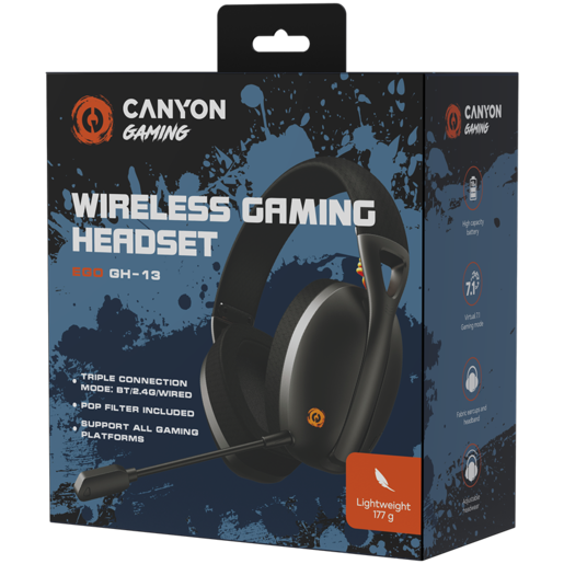 CANYON EGO GH-13, bežične gaming slušalice, crne, CND-SGHS13B