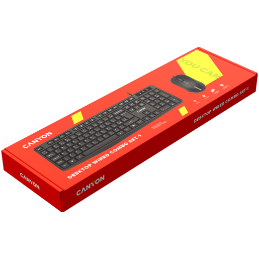 CANYON SET-1, žičana tipkovnica + miš, crna (CNE-CSET1-AD)