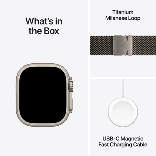 Apple Watch Ultra 2 (2nd gen) 2024 Cellular, 49mm Natural Titanium Case with Natural Titanium Milanese Loop - L, pametni sat
