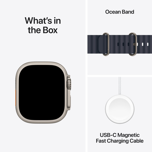 Apple Watch Ultra 2 (2nd gen) 2024 Cellular, 49mm Natural Titanium Case with Navy Ocean Band, pametni sat