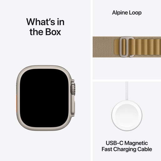 Apple Watch Ultra 2 (2nd gen) 2024 Cellular, 49mm Natural Titanium Case with Tan Alpine Loop - M, pametni sat