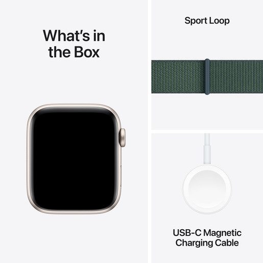 Apple Watch SE2 v3 GPS, 40mm Starlight Aluminium Case with Lake Green Sport Loop, pametni sat, pametni sat