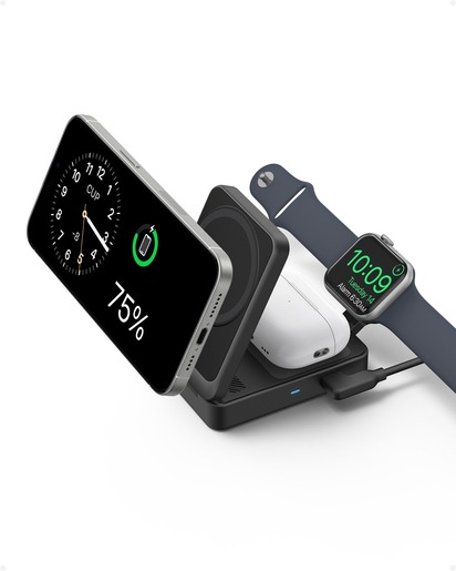 Anker MagGo 15W bežični punjač trio sklopivi, crni