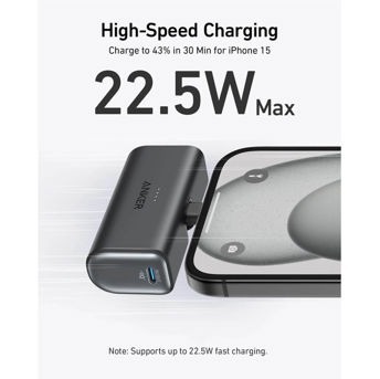 Anker prijenosni punjač 22.5W, 5000 mAh, USB-C, crni