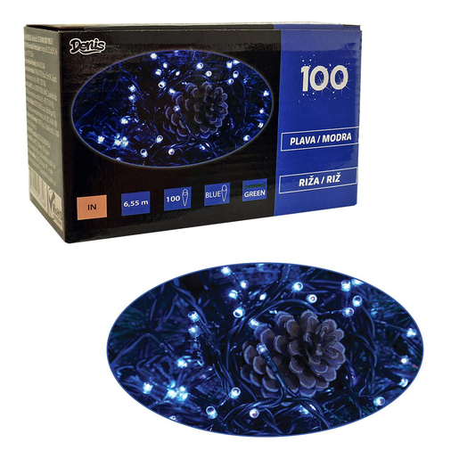 LED lampice, riža, plava 100L